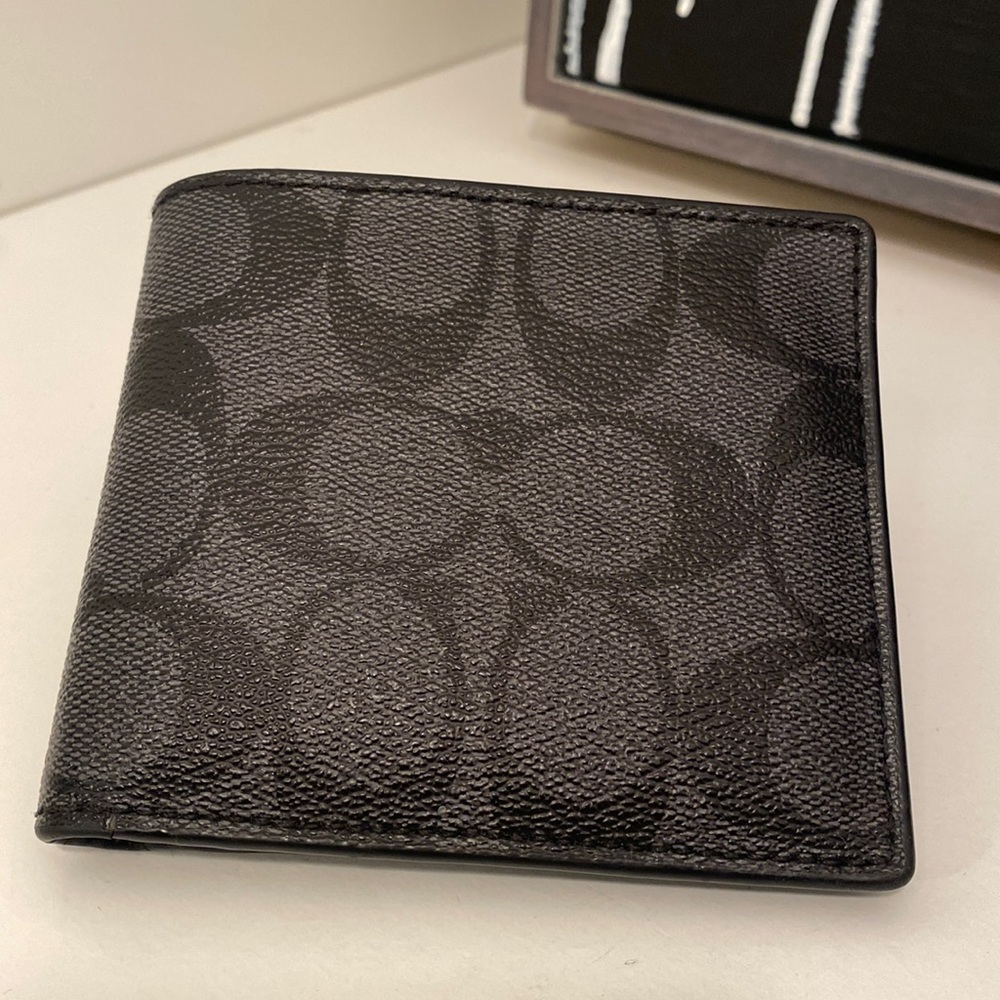 Coach Billfold Wallet In Signature Canvas and Refined Calf Leather